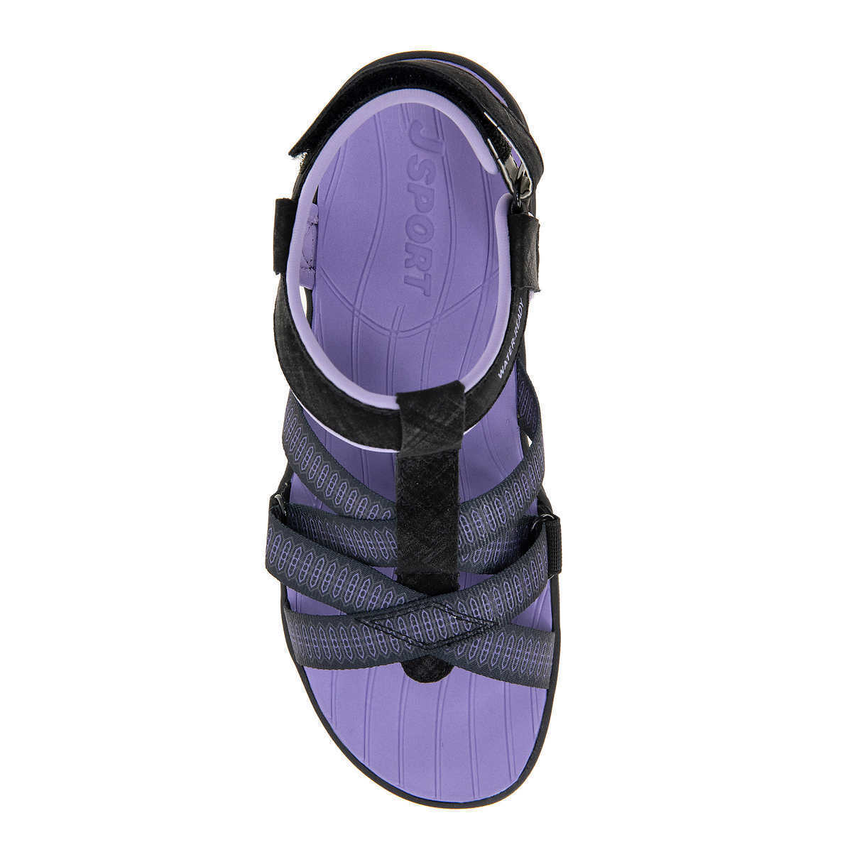 Jsport Ladies' Size 9 Strap Sandals All Terra Traction, Black/Purple, Customer Return