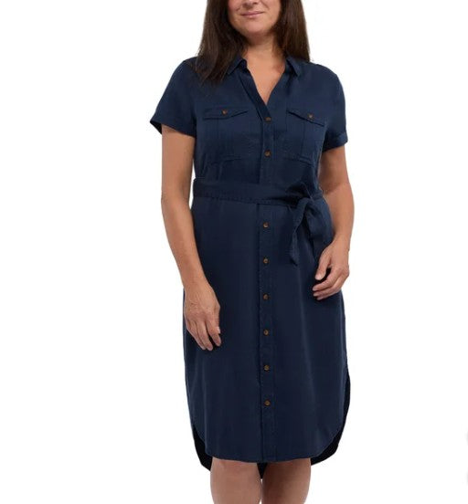 Teddi Rose Women's Size XS (2), Tencel Short Sleeve Shirt Dress, Navy