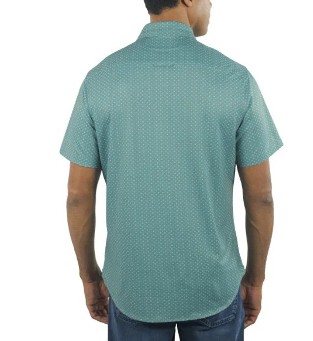 Jachs NY Men's Size X-Large Short Sleeve Woven Button Front Shirt, Green