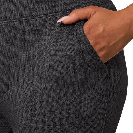 Mondetta Ladies' Size Medium Pull-On Straight Leg Pants, Herringbone Black