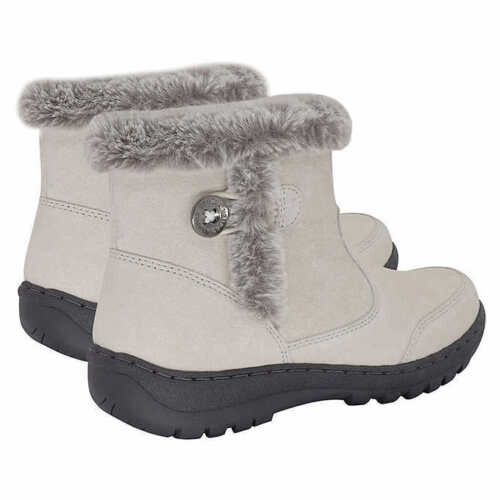 Khombu Iris Ladies Size 10, Faux Fur Trim Leather All Season Boot, Cream, Return