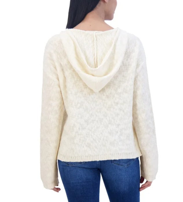 Lucky Brand Women's Size X-Large (16-18) Baja Sweater Hoodie, Natural (Cream)