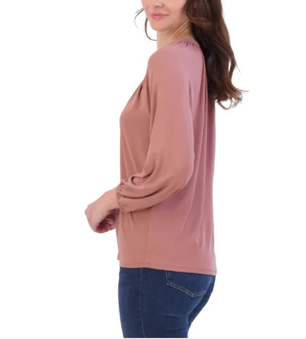 Lucky Brand Women's Size Medium (8-10), 3/4 Sleeve Sandwash Top, Rose Brown