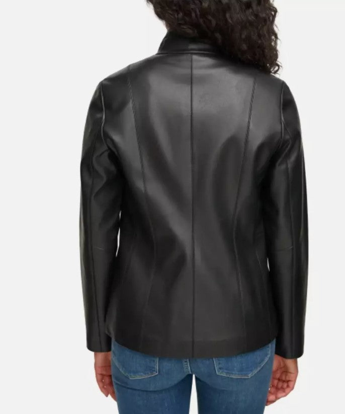Kenneth Cole Ladies' Size Small (4-6), Faux Leather (PU) Jacket, Black