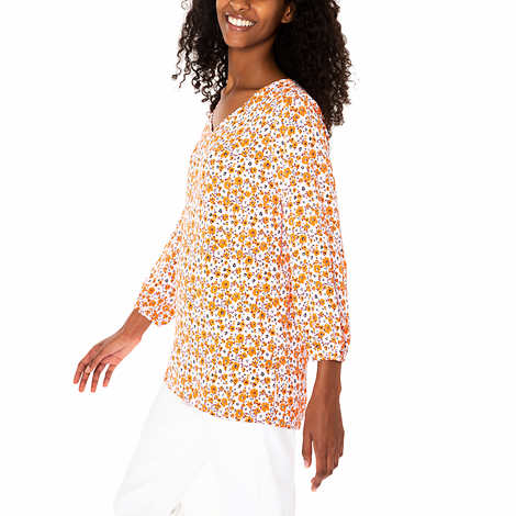Mario Serrani Ladies' Size Medium, 3Q Sleeve Tunic Top, Pink Floral