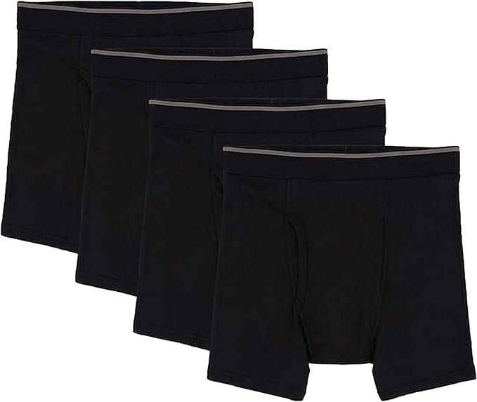 Kirkland Signature Men's Size XXL (44-46) Boxer Briefs, 4-pack, Black, Open Box