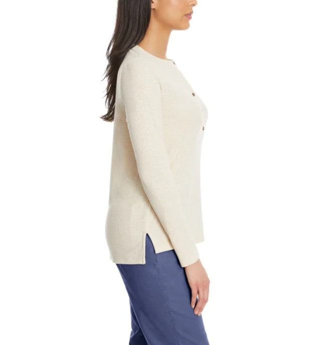 G.H. Bass & Co. Ladies' Size Medium (8-10) Long-Sleeve Henley Top, Tan