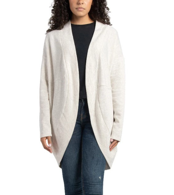 Ecothreads Ladies' Size Large Fleece Cardigan, Tan