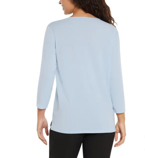 Banana Republic Ladies' Size 3X (26-28) V-Neck 3/4 Sleeve Top Blouse, Blue