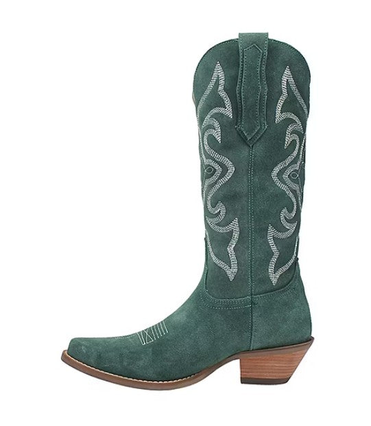 Dingo Women Size 10 M, Out West Cowboy Boots, Green Soft Suede Leather, Grade A
