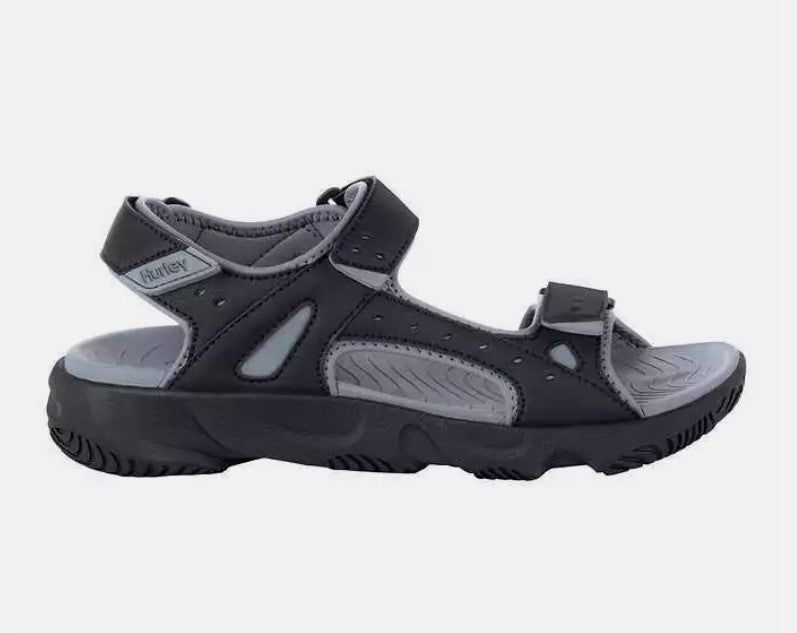 Hurley Men's Size 8, Odessa Hook and Loop Strap Sandals, Black, Grade A