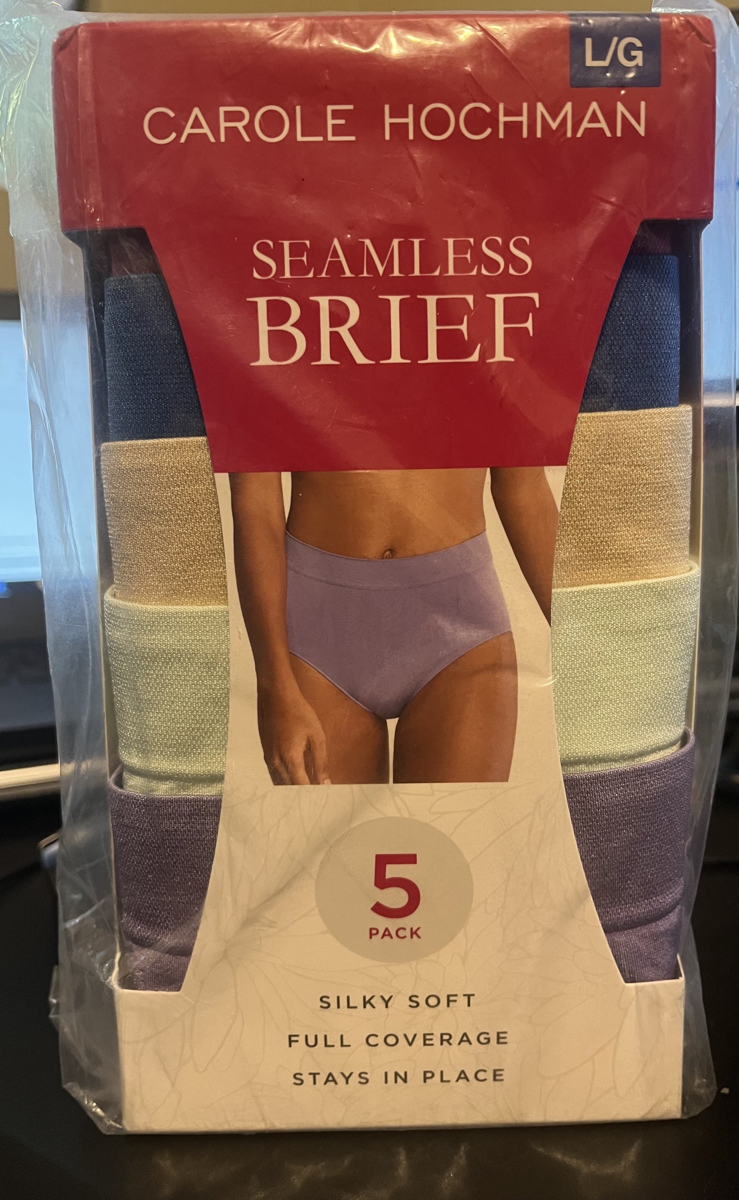 Carole Hochman Women's Size Large, Seamless Briefs Panties, 5-Pack, Multi-color