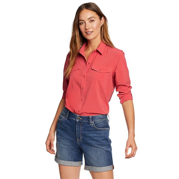Eddie Bauer Ladies’ Size XXL (20-22) Departure Long Sleeve Shirt, Red