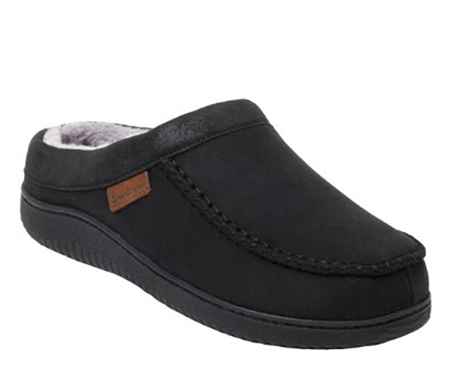 Dearfoams Mens' Size Medium (9-10) Indoor/Outdoor Slipper, Black New with Tags