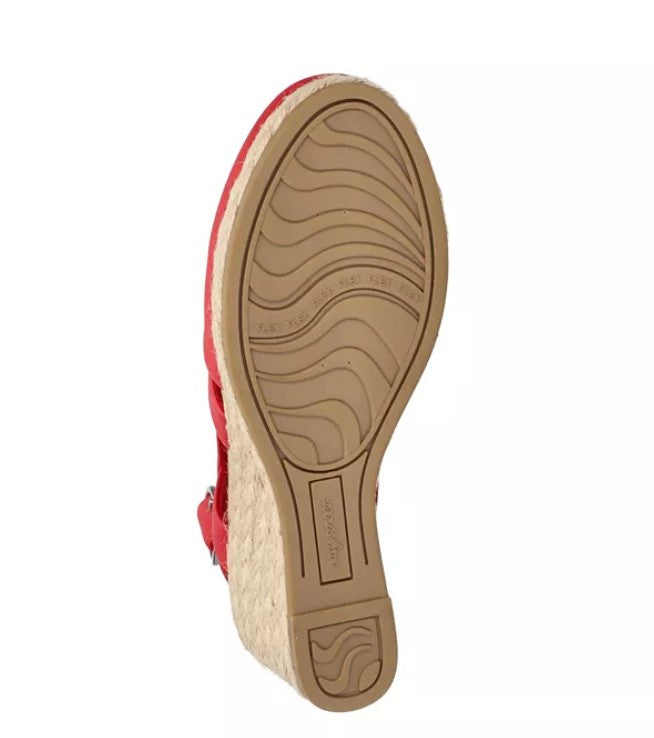 Easy Street Women's Size 11 Wide, Stargaze Espadrille Slingback Wedge Shoes, Red