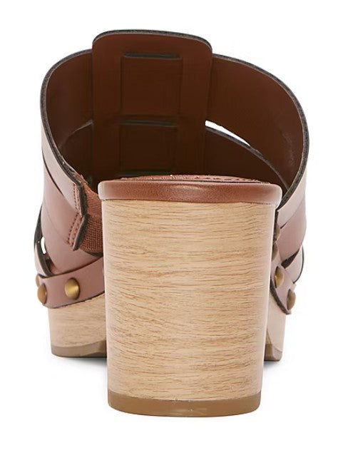 a.n.a Women's Size 8 M, Fernberg Low Block Heel Faux Leather Clogs, Cognac