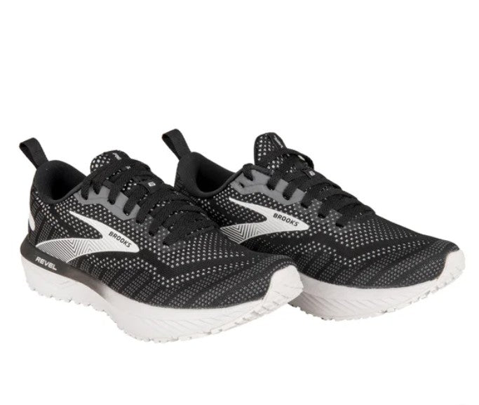 Brooks Women's Size 6.5 Revel 6 Athletic Shoes, Black (Black/Blackened Pearl/White)