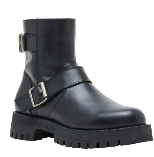 Steve Madden Ladies' Size 8, Crusader Leather Lug Boots, Black, New in Box