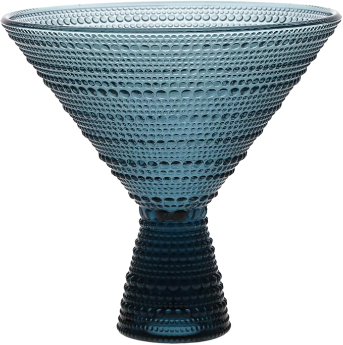 Fortessa Jupiter 11.5 oz Martini Glasses Set of 4 Beaded Design, Cornflower Blue