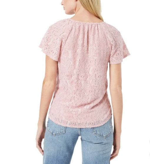 Cupio Ladies' Size Small (2-4) Soft Lined Lace Top, Pink