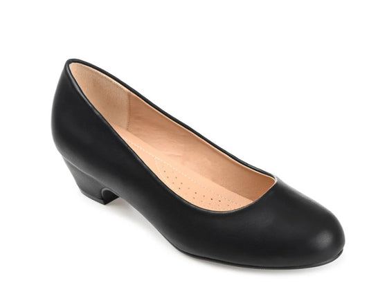 Journee Collection Saar Women's Size 7 Wide, Low Block Heel Pumps, Black