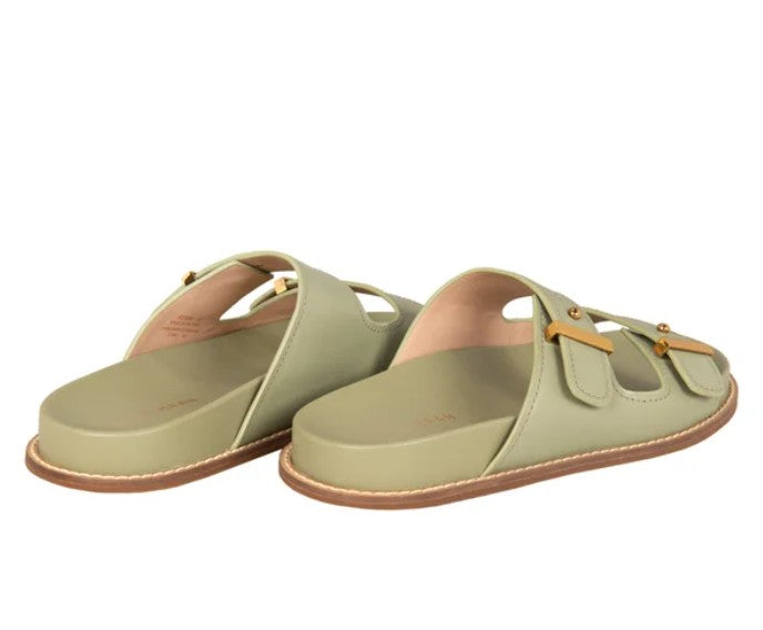 Cole Haan Women's Size 7 B Marisol Footbed Sandals, Oil Green Leather