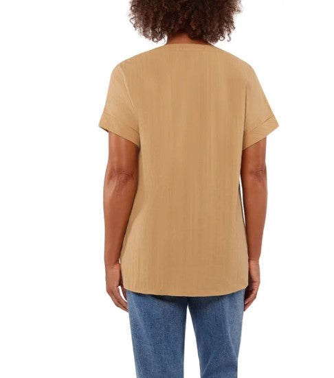 Matty M Ladies' Size XL (14-16) Cotton Popover Top, Yellow (Honey)