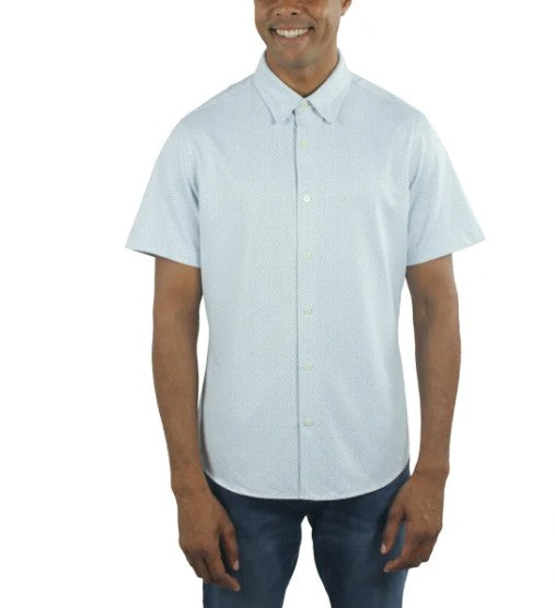 Jachs NY Men's Size Medium Short Sleeve Woven Button Front Shirt, White