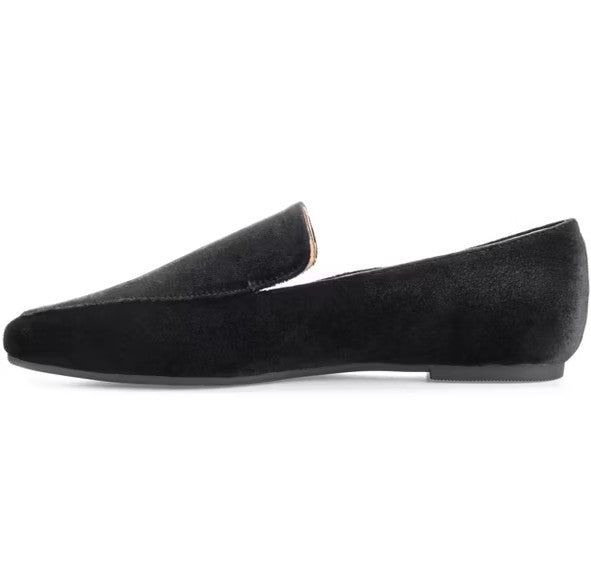 Journee Collection Silas Womens Size 9.5, Square Toe Flats Loafers, Black Velvet