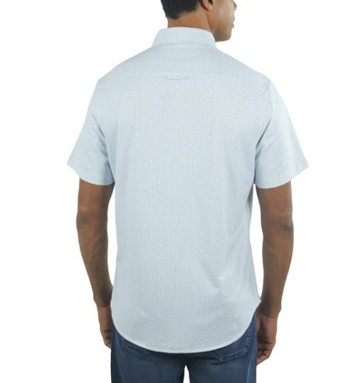 Jachs NY Men's Size Medium Short Sleeve Woven Button Front Shirt, White