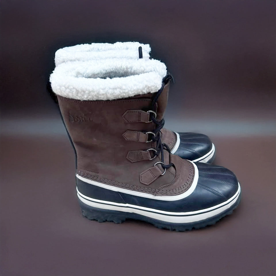 Sorel Men’s Size 9 Caribou Boots Waterproof Cold Rated -40, Brown, Customer return