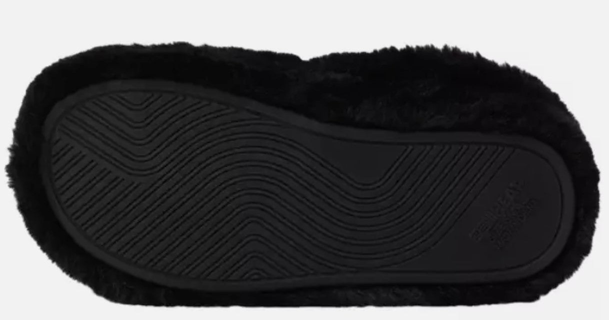 32 Degrees Ladies' Size X-Large (11/12) Faux Fur Slipper, Black, Customer Return