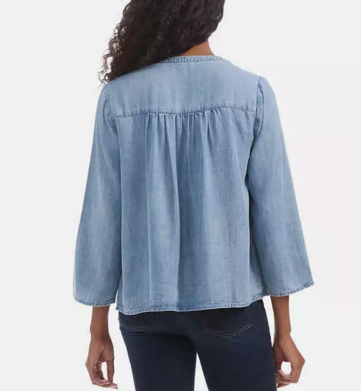 Splendid Ladies' Size XS (0-2) V-Neck Long Sleeve Blouse, Blue