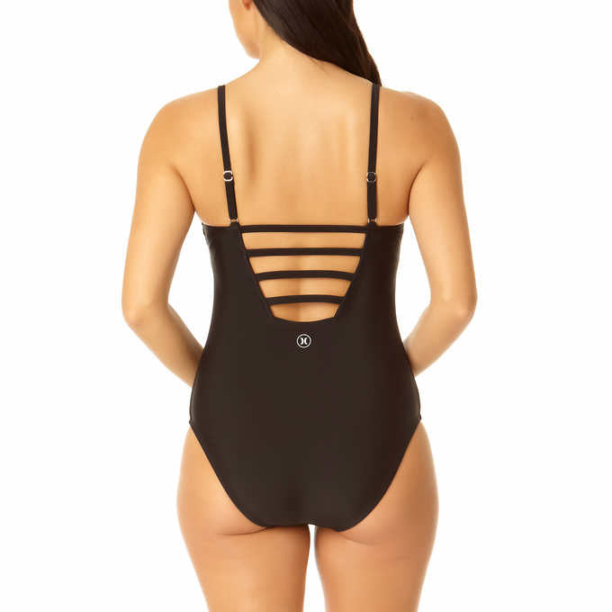 Hurley Ladies' Size XXL, One-Piece Swimsuit, UPF 50+, Black, Customer Return