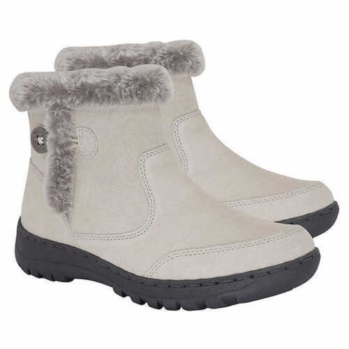 Khombu Iris Ladies Size 10, Faux Fur Trim Leather All Season Boot, Cream, Return