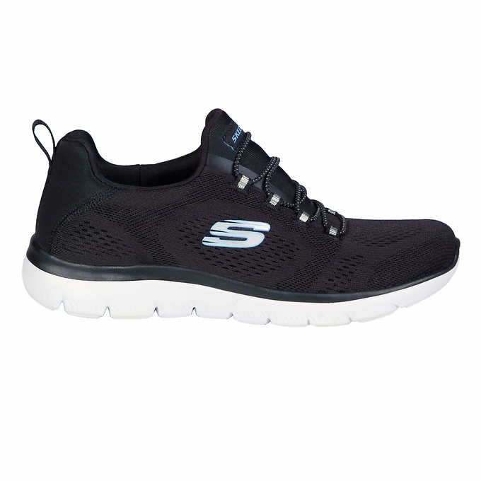 Skechers Ladies' Size 6 Summit Sneaker Bungee Lace Slip-on Shoe, Black, Customer Return