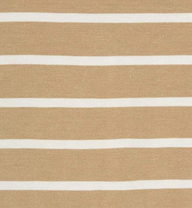 Gap Ladies' Size Medium (8-10) Drop Shoulder Top Long Sleeve Shirt, Tan Stripe