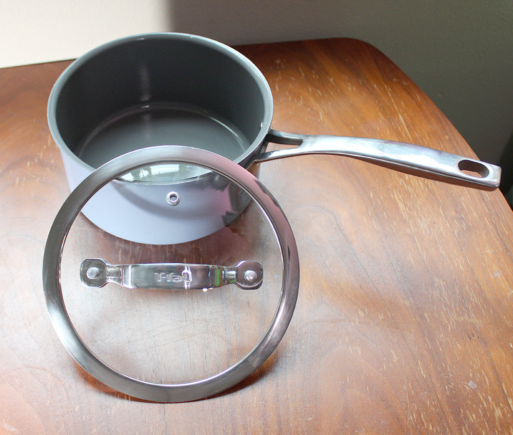 T-fal Excellence Ceramic Non-Stick 2.5 qt Saucepan with Vented Lid, Blue