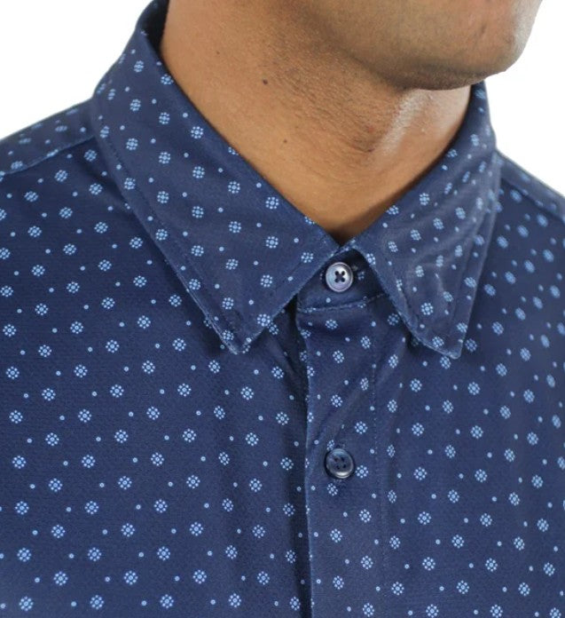 Jachs NY Men's Size X-Large Short Sleeve Woven Button Front Shirt, Blue