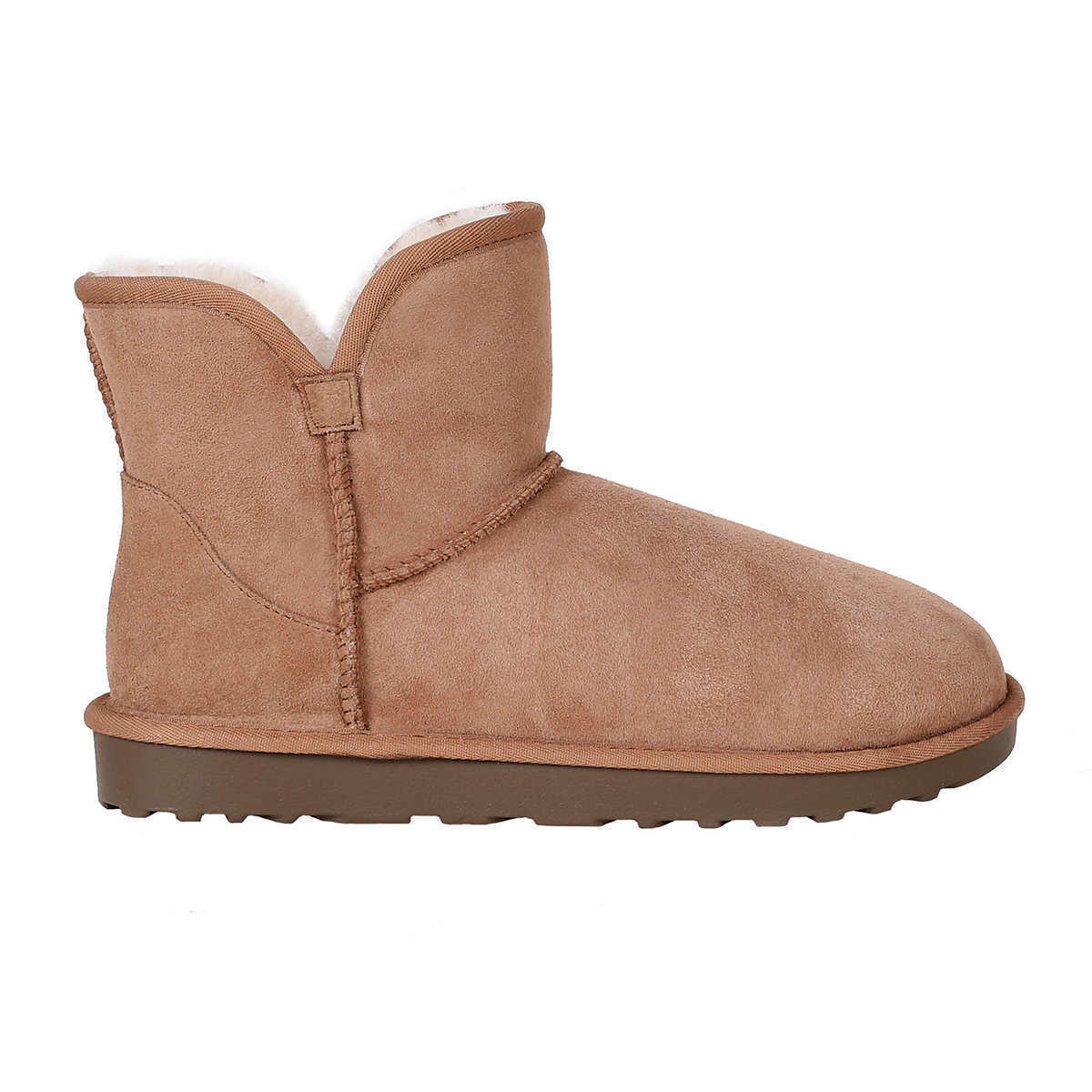 Kirkland Signature Ladies' Size 7 Shearling Scalloped Edge Boots, Chestnut, Customer Return