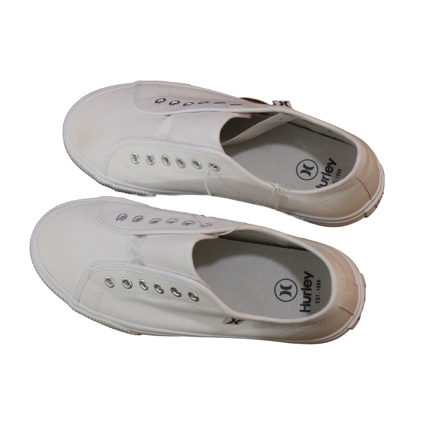 Hurley Ladies Size 8 Chloe Slip on Canvas Sneaker Shoes, White, Customer Return