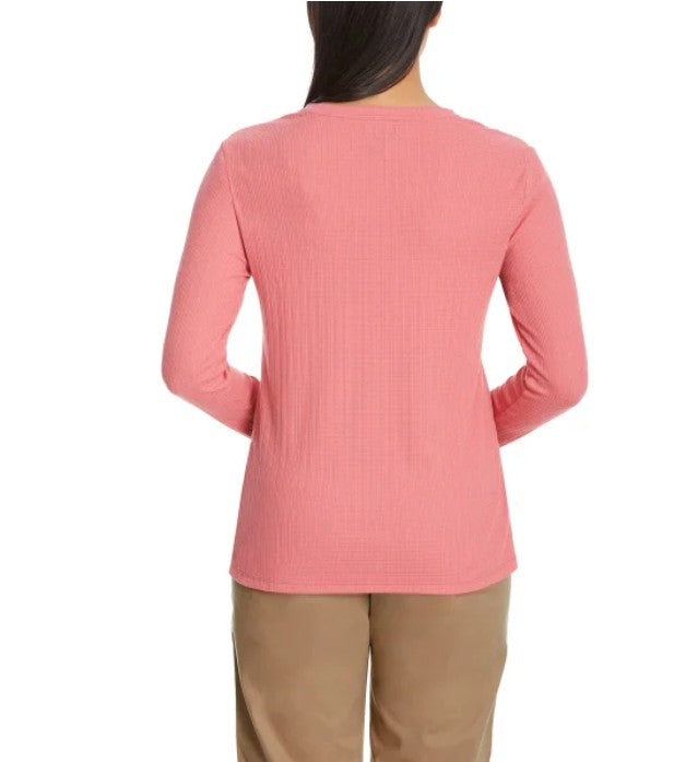G.H. Bass & Co. Ladies' Size Medium (8-10) Long-Sleeve Henley Top, Pink