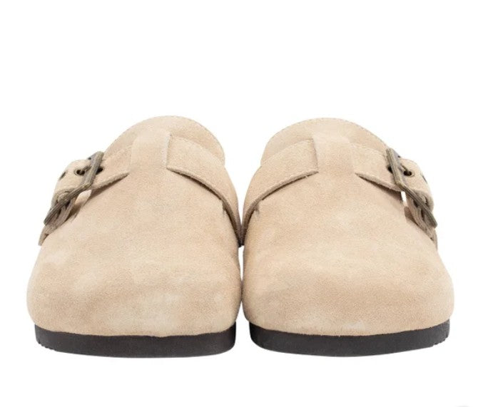 Staheekum Women's Size 8, Crescent Slip-on Buckle Clogs Shoes, Tan, Grade A
