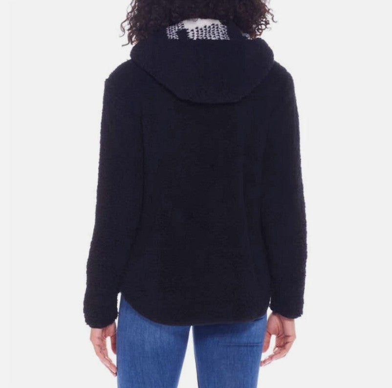 Weatherproof Women Size Small (4-6), Reversible Plush Hooded Jacket, Black/White
