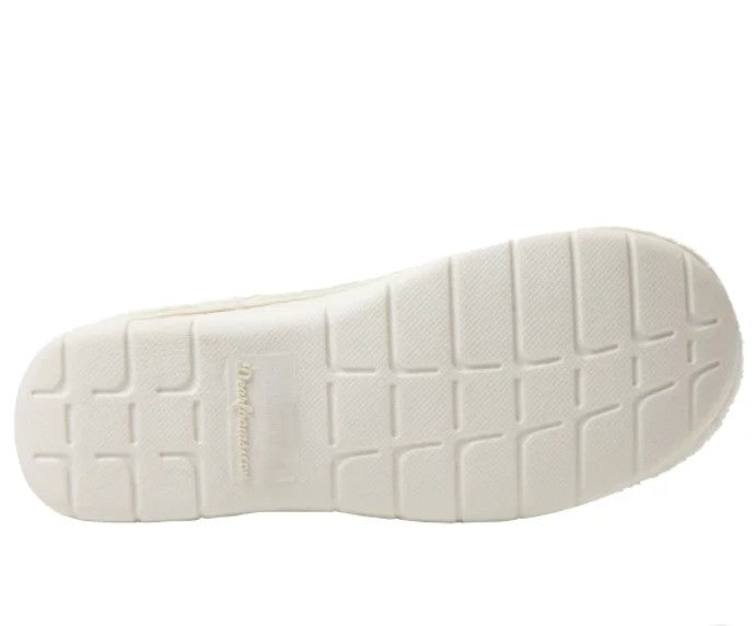 Dearfoams Women's Size Medium (7/8) Indoor/Outdoor Slippers, Cream, Grade B