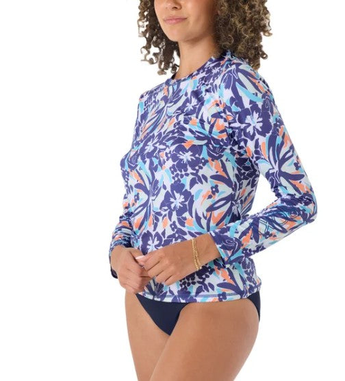 Roxy Ladies' Size X-Large (12) Sun Protection Tee Shirt, Navy Floral, NWOT