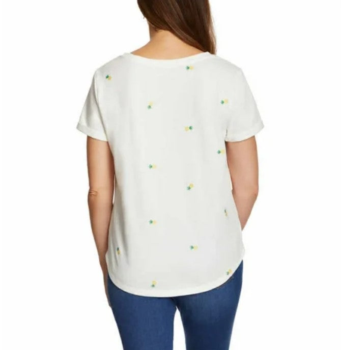 Vintage America Ladies' Size X-Small, Short Sleeve Tee, White Pineapple, Customer Return
