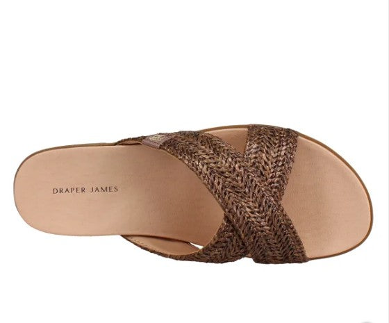 Draper James Women's Size 8 Raffia Cross Strap Sandals, Brown