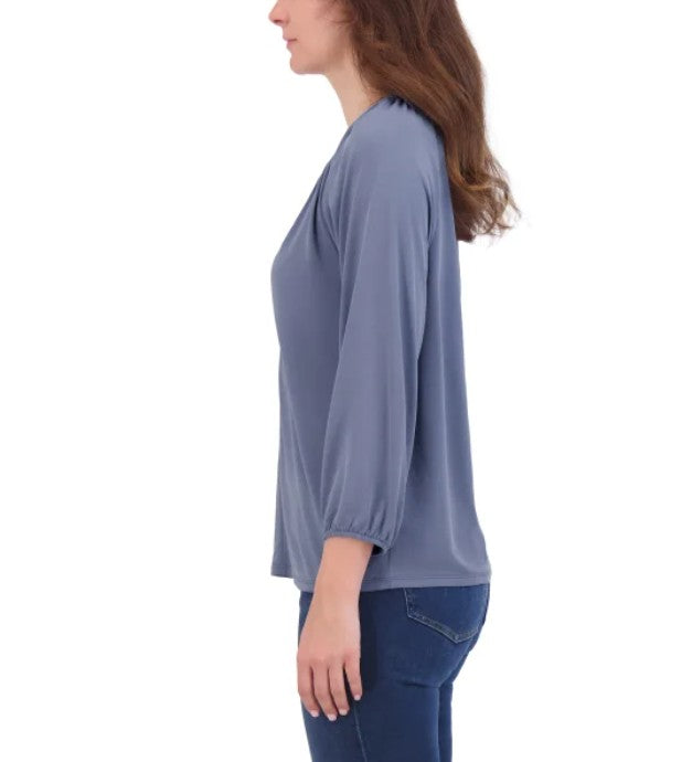Lucky Brand Women's Size Medium (8-10) 3/4 Sleeve Sandwash Top, Blue