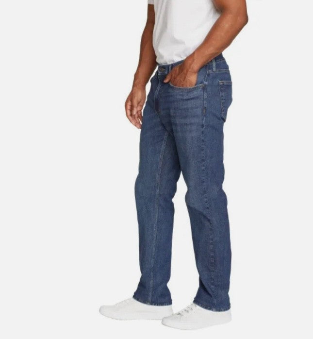 Eddie Bauer Men's Size 34x30 Classic Straight Fit Stretch Denim Jeans, Blue